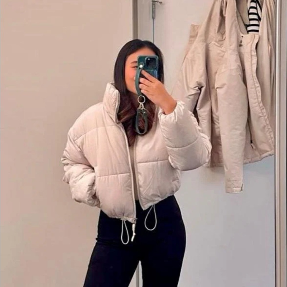 Women's Beige Puffer Jacket